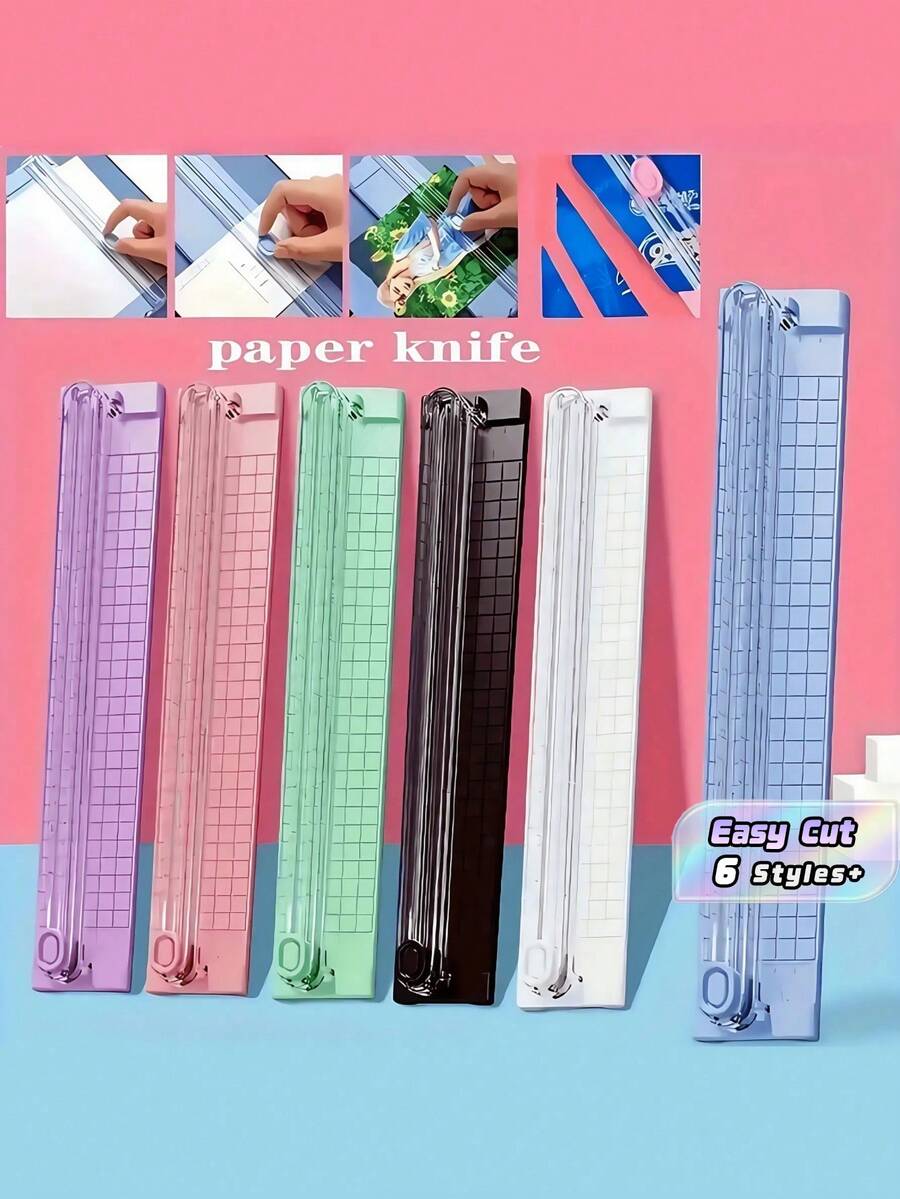 1pc Two-Way Paper Cutter Paper Cutter Inch, Cm Scale Display A4 Paper Cutter Portable Photo Cutter Paper Cutter Office Paper Cutting Artifact Stainless Steel Knife Head, Sharp(Multiple Colors Available) - Multicolor - View 1