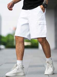 Quần short denim ống rộng dành cho nam - trắng - Xem 6