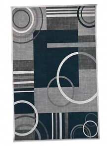 1PC Washable Carpet, Modern Geometric Pattern, Suitable For Living Room, Bedroom, Office, Striped & Circular Design, Contemporary Distressed Style, Low Pile, Neutral Soft, Patchwork Square Pattern, - multicolor - View 23