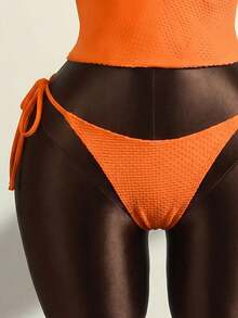 Bộ bikini 3 mảnh dành cho nữ, dây mảnh, trang trí kim loại, áo hai dây hở lưng, thích hợp cho kỳ nghỉ biển. - trái cam - Xem 7
