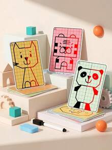 MINKOJA 20 Patterns Cartoon Lattice Symmetrical Drawing Graphics . Creative Concentration Train Tracing Painting Cards Wipe Pen Control - Multicolor - View 3