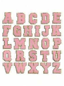 1pc, Pink A-Z 26 Patches With Letters, Ironing On Letters Patch, Clothing Jacket Bag Ornaments Accessories, Alphabet Badges Stickers - Pink - View 35