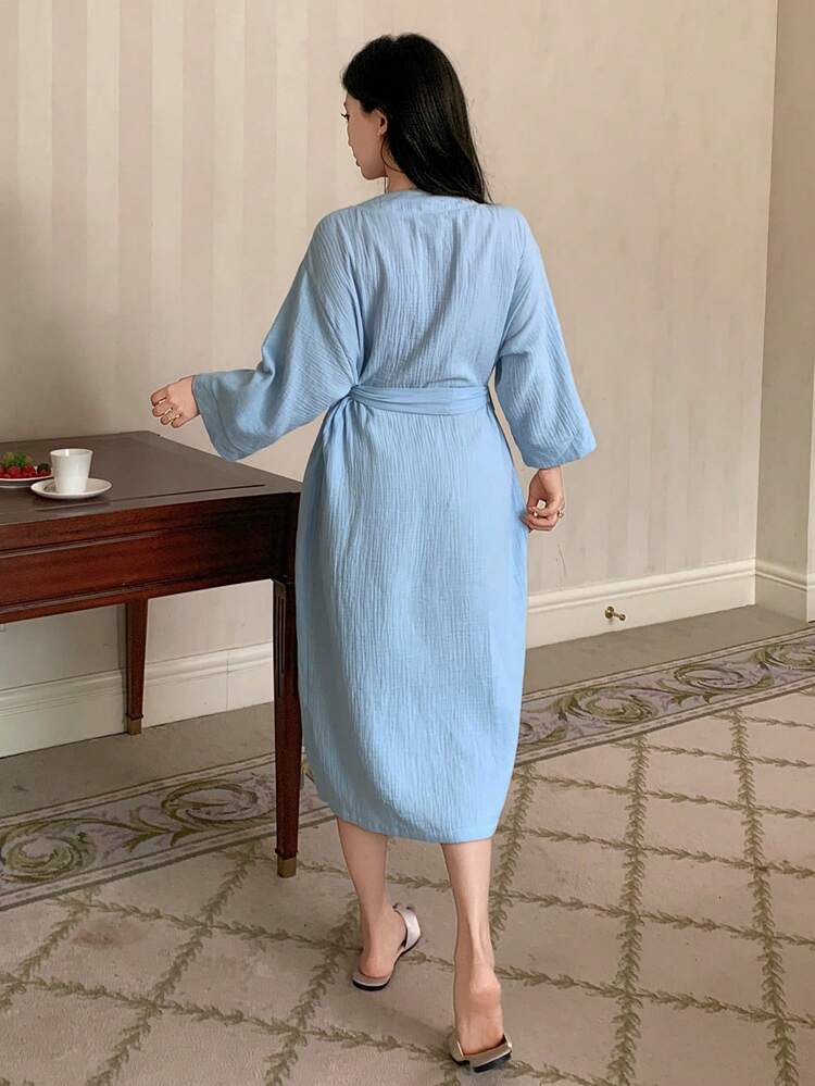 Women's Cartoon Puppy Print Long Sleeve Casual Robe