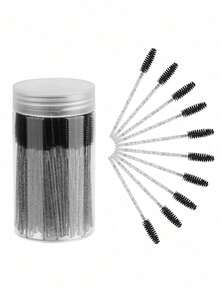 50/100 piezas Cepillo desechable de pestañas, varitas de rímel, juegos de brochas de maquillaje para extensiones de pestañas y cepillo de cejas con contenedor, cepillo de cejas, cepillo de sombra de ojos, spoolie, cepillo spoolie - Multicolor - Ver 9