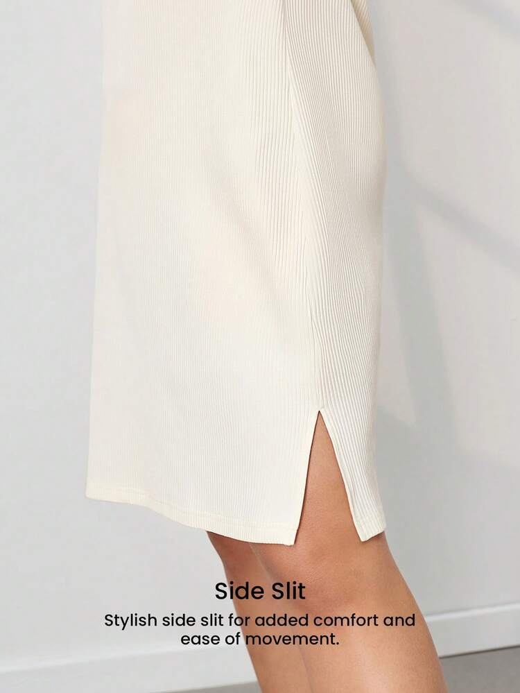 Ribbed Cotton Round Neck Pajamas Dresses