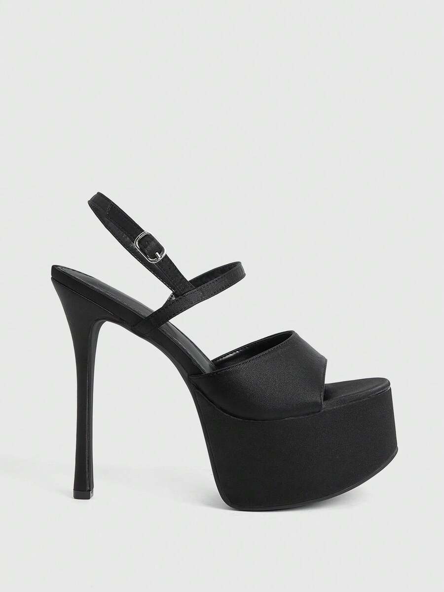 CUCCOO LuxiPop Women's Stiletto High-Heeled Platform Sandals Naked With Black Sandals, Nightclub Style Sexy Fashion Clothing, Nightclub Party Style, Suitable For Spring And Summer, Holiday Season 2000's Style, Holiday Atmosphere, Summer Wear, Travel Must-Have - Black 1 - View 1
