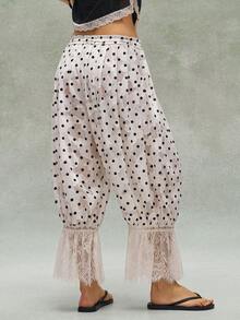 Bohemela Conjunto de primavera/verano bohemio: Pantalones holgados de estilo bohemio, casual y de vacaciones para mujer, con estampado de lunares y parches de tejido. Ideal para vacaciones en la playa, conciertos con estilo occidental/country, festivales de música y fiestas. Adecuado para looks de vacaciones en la playa, uso diario, vuelta al colegio, salidas y fiestas. También es genial para looks inspirados en los años 2000, estilo Y2K y atuendos de vacaciones de verano. - Albaricoque - Ver 7