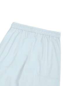 Manfinity Homme Pantalones casuales para hombres de unicolor con cordón en la cintura y bolsillos - Celeste - Ver 3