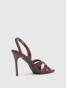 CUCCOO SZL Women's Shoes Spring And Summer Fashion Sexy Square Head Burgundy Stiletto Sandals, Party Date Wear - Burgundy - View 3