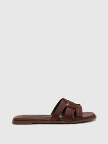 CUCCOO BIZCHIC Giày Sandal Đế Bằng Đơn Giản Đa Năng Thoải Mái Cho Nữ - Cà phê nâu - Xem 7