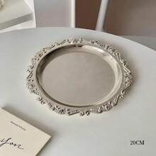 1pc Vintage Tray, Cup Coaster, Candle Holder, Jewelry Organizer Tray, Metal In Gold Or Silver Color,Decorations - Silver - View 10