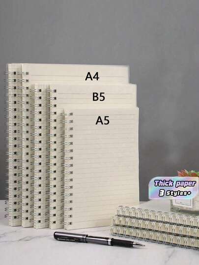 1 件 80 页厚学生笔记本，设计简洁，有 A5/B5/A4 尺寸可选，带水平线，线装现代便携式笔记本，适合返校使用
