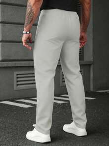 SLATEMANN Men's Black Drawstring Pants,Comfortable Light Grey Summer Casual City Break Design,Suitable For Dates,Weddings,Photography,Y2K Versatile Essential - Grey - View 2