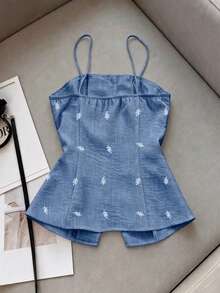 Franclia New Arrival Sleeveless Slim Fit Top For Women, Spring/Summer - Blue - View 2