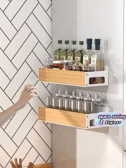 1/2 piezas Estante magnético fuerte para especias para refrigerador sin perforación, organizador de almacenamiento multifuncional para ahorrar espacio para frascos de especias, condimentos, accesorios de cocina y decoración del hogar