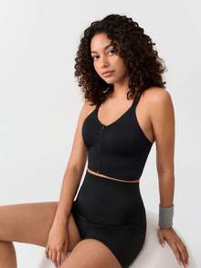 Loungeista EMUPER 1pc Seamless Elastic Racerback Sports Bra & Enhancing Bra For Womenfor Summerfor Summer - Black - View 8