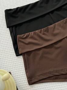 SHEIN Sweetro Quần short ngắn cạp bèo, kiểu dáng cơ bản, quần casual mùa xuân/hè thích hợp cho kỳ nghỉ. - Nhiều màu - Xem 3