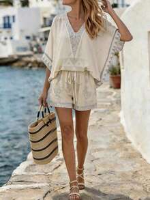 Balvessa Conjunto informal para mujer, cómodo para vacaciones - Albaricoque - Ver 3