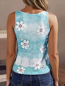 EMERY ROSE Floral Print V-Neck Sleeveless Camisole, Fashionable For Summer Vacation & Dates - Multicolor - View 2