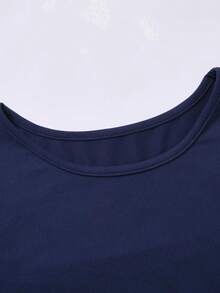 SHEIN Setelan 2 Potong Kasual Nyaman untuk Remaja Perempuan, Warna Biru & Putih: Kaos Lengan Pendek dan Celana Pendek - Royal Blue - View 5