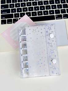 Carpeta transparente con diseño de estrellas tamaño A7 | Libro de pegatinas y álbum de fotos de hojas sueltas | Planificador de presupuesto, diario y cuaderno para oficina, escuela y amantes de la planificación | Diseño portátil de estrellas para transporte y colección - Tarjetero decorativo - Ver 14