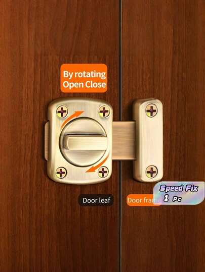 1pc Anti-Theft Zinc Alloy Door Lock Latch,Toilet Bathroom Left And Right Universal Door Bolt Bedroom Gate Latch Slide Bolt Latches Lock, Double Sided Gate Hardware,Brushed Finish Valentine's Day,Room Decor