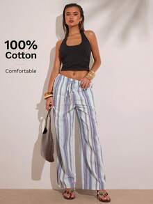 SHEIN BAE Women's Minimalist Solid Color Backless Cropped Halter Top,Summer Top - Black - View 3