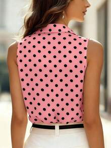 Balvessa Women's Polka Dot Casual Versatile Daily Wear Top - Pink - View 2