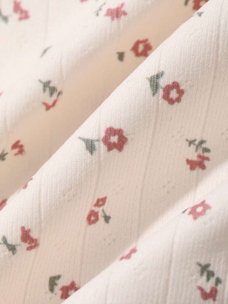 Women's Floral Button Design Short Sleeve Casual T-Shirt