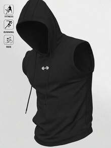 Manfinity EMRG Men's Drawstring Hooded Black Sports Tank Top Breathable Comfortable Slim Fit For Gym Casual Sleeveless Hoodie Gym Top - Black - View 1