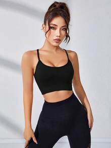 Sweetra Áo lót thể thao Nữ Lộ Lưng Hội Chữ thập màu trơn - màu đen - Xem 4