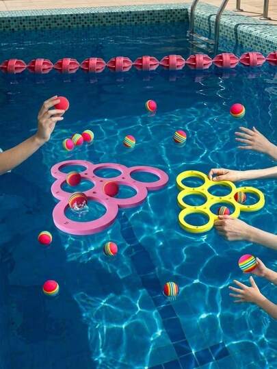 MINKOJA MINKOJA 1+10 Stücke Wurfkreise in Dreiecks- und Kreisform, geeignet für Wassersportarten, schwimmende Pool-Spielzeuge, Wurfspiele für Kinder ab 3 Jahren, Wasserspaß Wurfspielzeuge