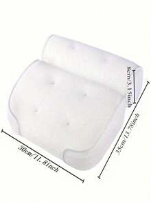 SHEIN Luxury Spa Bath Tub Pillow With Suction Cups - 3D Breathable Mesh, Non-Slip, Machine Washable, With Hooks For Easy Storage Bathroom Decor Fall Decor Bathroom Accessories Back To School - White - View 9