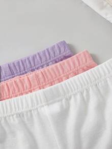 SHEIN 3件組 青少年女孩極簡舒適運動休閒短版緊身褲/安全短褲 - 彩色 - 查看 4