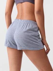 Loungeista 2pcs Women's Solid Color Knit Drawstring Casual Shorts, Comfortable For Home & Sleep, Suitable For Spring, Summer, Autumnfor Summer - Multicolor - View 2