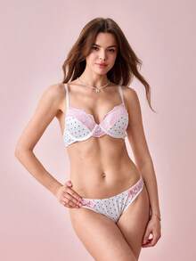 Bonmuse Bộ 2 áo ngực ren chấm bi màu hồng, nâng đỡ tốt, có gọng và tạo độ nâng, bộ đồ lót nữ dễ thương và quyến rũ. - Đen và trắng - Xem 7