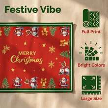 1Pc Christmas Tablecloth, Santa Snowman Print Polyester Table Cover For Xmas Party Decor - Multicolor - View 5