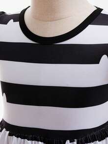 MINKOJA Sommer Mädchen Katzenohren Streifen Kostüme für Kinder Halloween Karneval Cosplay Kleid mit Haarband Outfit Kinder Fancy Geburtstags Party Verkleidung 4-8 Jahre - Schwarz - Übersicht 5