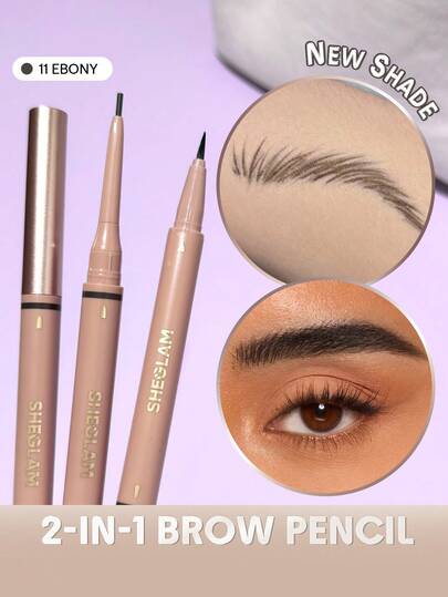 SHEGLAM Brows On Demand 2-In-1 قلم حواجب-11 Ebony ماركة تجميل ومكياج للنساء والفتيات