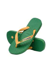 Havaianas Brasil Logo Women's Flip-Flops Green/Yellow 4110850 - Green/Yellow - View 3