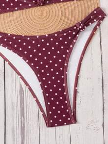 Bonvoyette Bộ bikini nữ mùa hè mới họa tiết chấm bi phối màu gợi cảm, thích hợp cho mùa đông, đi chơi, tiệc sinh nhật, các dịp thường ngày, phong cách Y2K, trang phục phương Tây, tiệc đêm, đi biển. - Nhiều màu - Xem 5