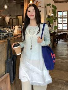 DAZY Women's Solid Color Sleeveless Layered Mini Dress, Korean Style Sundress Summer High Tea Date Night All White Modest Tropical - White - View 6