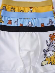 GARFIELD | SHEIN 男童卡通印花泳裤，适合暑假穿着 - 藍白色 - 查看 3
