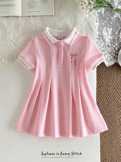 Cozy Pixies Baby Girl Butterfly Embroidered Collar Short Sleeve Waist Dress