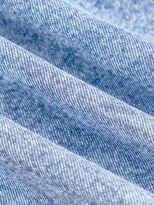 SHEIN Váy denim trơn có túi và cúc dành cho bé gái - Rửa nhẹ - Xem 6