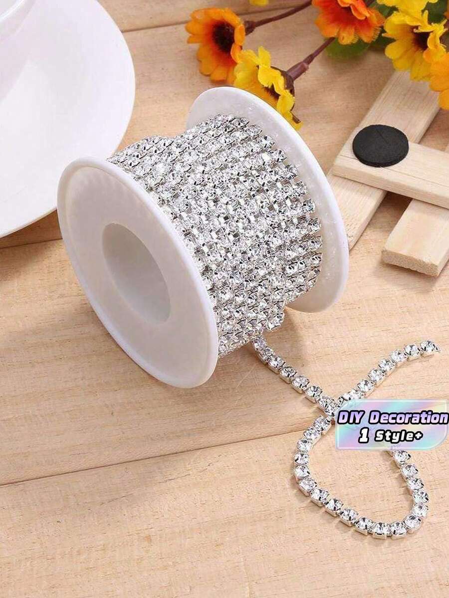 1 pieza Cadena de decoración con diamantes de imitación de alta calidad, cinta con cuentas de cristal para hacer joyas, accesorios para el cabello, scrapbooking, decoración de bodas, fiestas, manualidades y costura - Diamantes de imitación - Ver 1