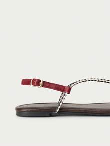 Nöista Giày sandal đế bằng phong cách bohemian tương phản, thoải mái dành cho nữ. - Màu Đỏ Sâu - Xem 8