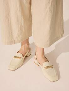 CUCCOO BASICS CUCCOO 女士链条装饰时尚露跟平底鞋 - 米白色1 - 查看 6