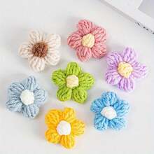 针织钩针花 - 10/20/50 件混色手工彩色羊毛花缝纫配件、DIY 工艺品小泡芙花、DIY 镜子改造材料、发带、帽子和服装配饰、节日配饰、钩针用品 - 彩色 - 查看 6