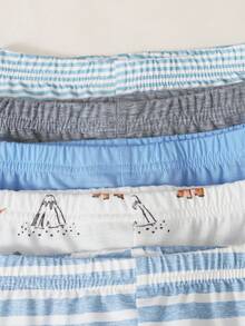 SHEIN Playful Pals 5pcs Baby Boy Striped & Star Print Pants Set - Multicolor - View 6